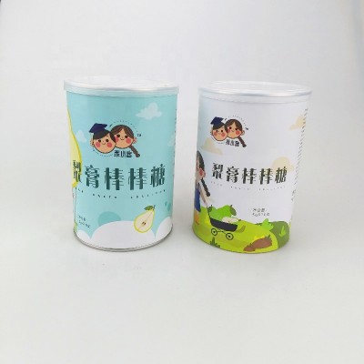 Private Label Round lollipop Packaging Paper Can With Easy Peel Off Lid